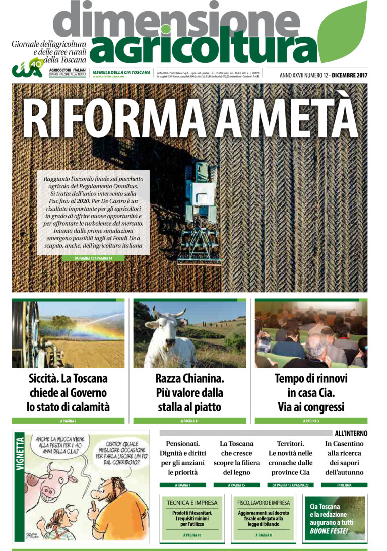 Riforma a metà. Il regolamento Omnibus e le novità Pac nel numero di dicembre di Dimensione Agricoltura