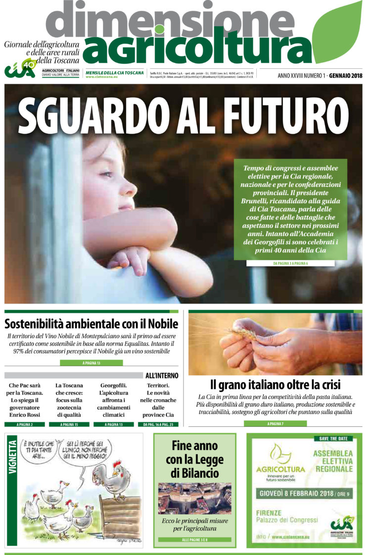 Sguardo al futuro. E’ uscito il numero di gennaio di Dimensione Agricoltura