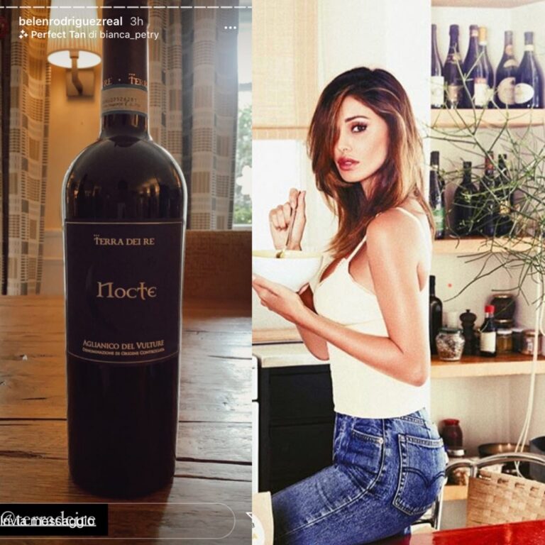 Belen Rodriguez conquistata dall’Aglianico del Vulture. Così il Nocte della cantina Terra dei Re finisce sull’Instagram della showgirl