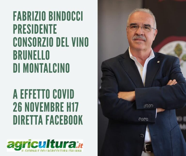 EFFETTO COVID. Focus sul vino italiano con FABRIZIO BINDOCCI, presidente Consorzio Vino Brunello di Montalcino. Diretta web Giovedì 26 novembre, ore 17