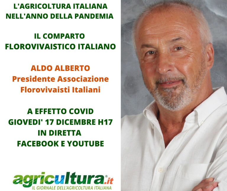 Ad Effetto Covid il florovivaismo italiano nell’anno della pandemia. Giovedì 17 dicembre ore 17 con Aldo Alberto presidente Florovivaisti italiani