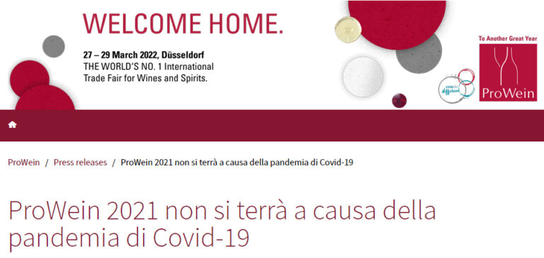 Prowein salta anche il 2021 per Covid. Appuntamento direttamente al marzo 2022