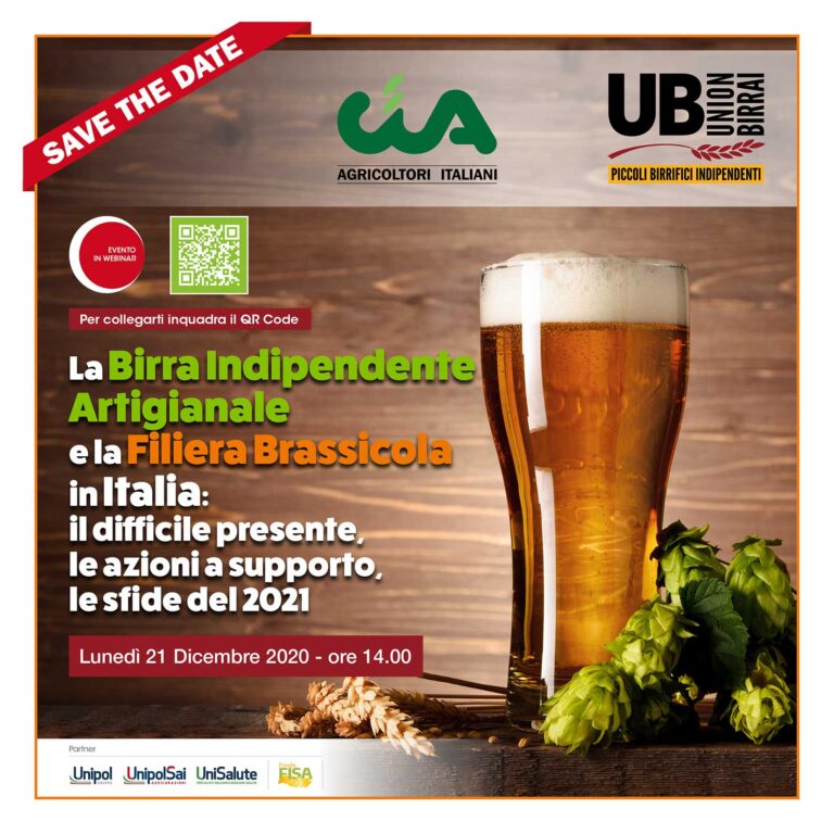 Birra indipendente artigianale e filiera brassicola in Italia. Webinar Cia-Unionbirrai il 21 dicembre