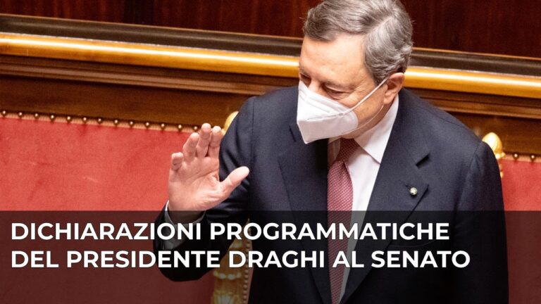 Fiducia Mario Draghi al Senato. L’intervento completo del presidente del consiglio