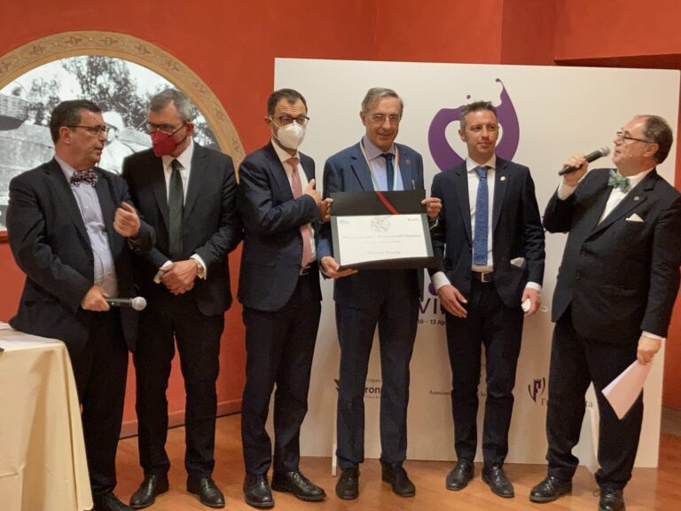 Vinitaly. Ministro Patuanelli premia l’agronomo Roberto Gaudio (Cervim) come ‘Benemerito della viticoltura’ con premio Angelo Betti