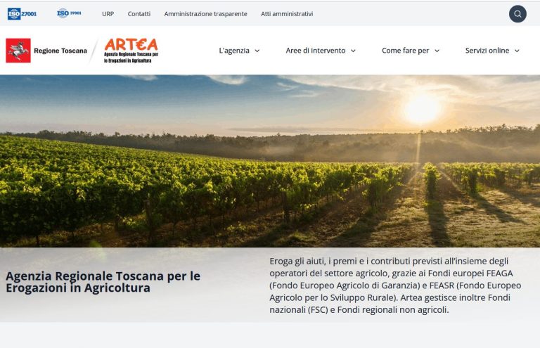 Più facile, intuitivo e accessibile. Online il nuovo sito di Artea, Agenzia Regionale Toscana per le Erogazioni in Agricoltura